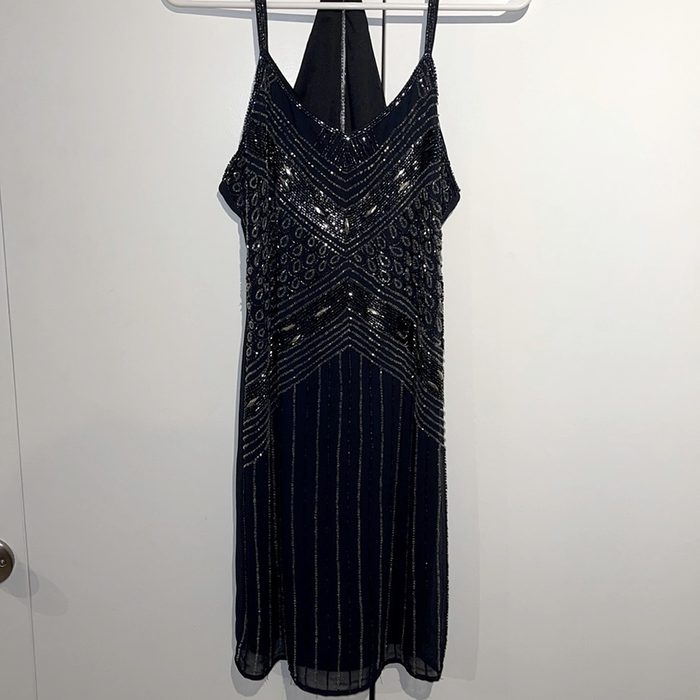 Lace and Beads Navy Blue dress - Picture 3 of 4